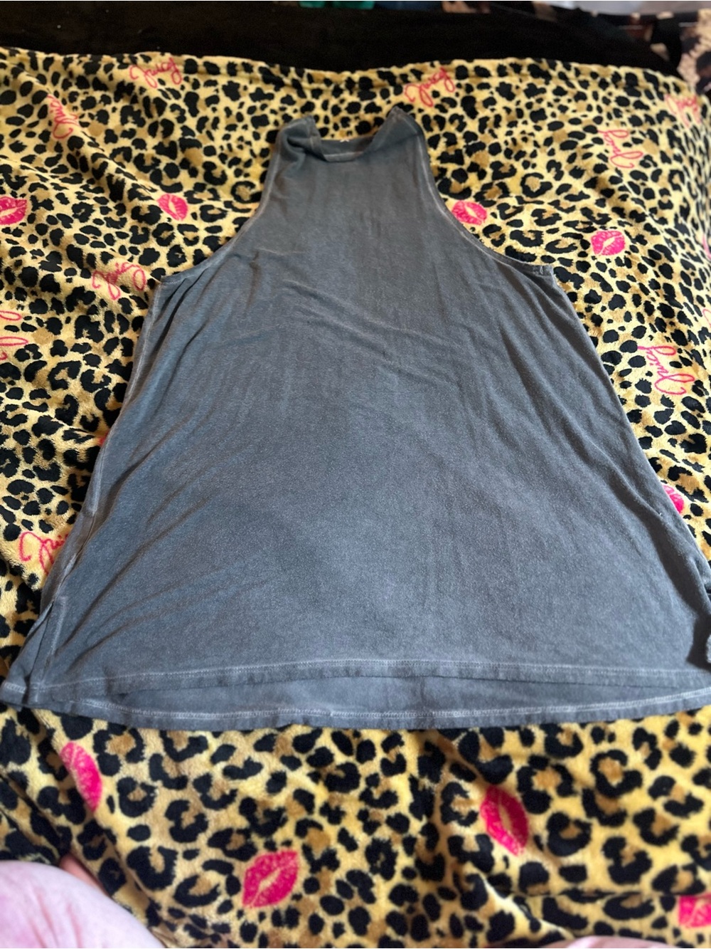 American Eagle Outfitters Charcoal High-Neck Tank Top